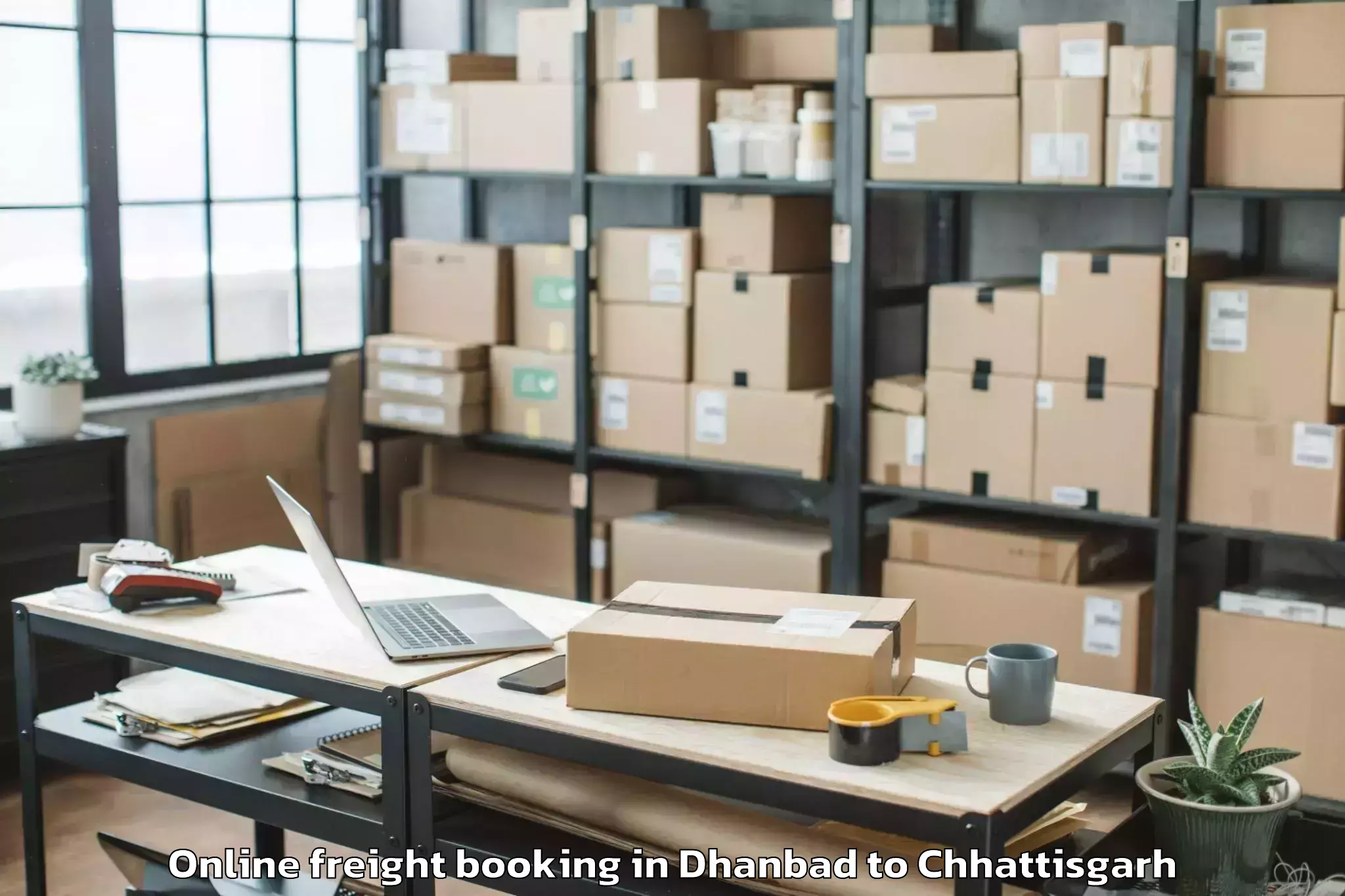 Expert Dhanbad to City Center Mall Raipur Online Freight Booking